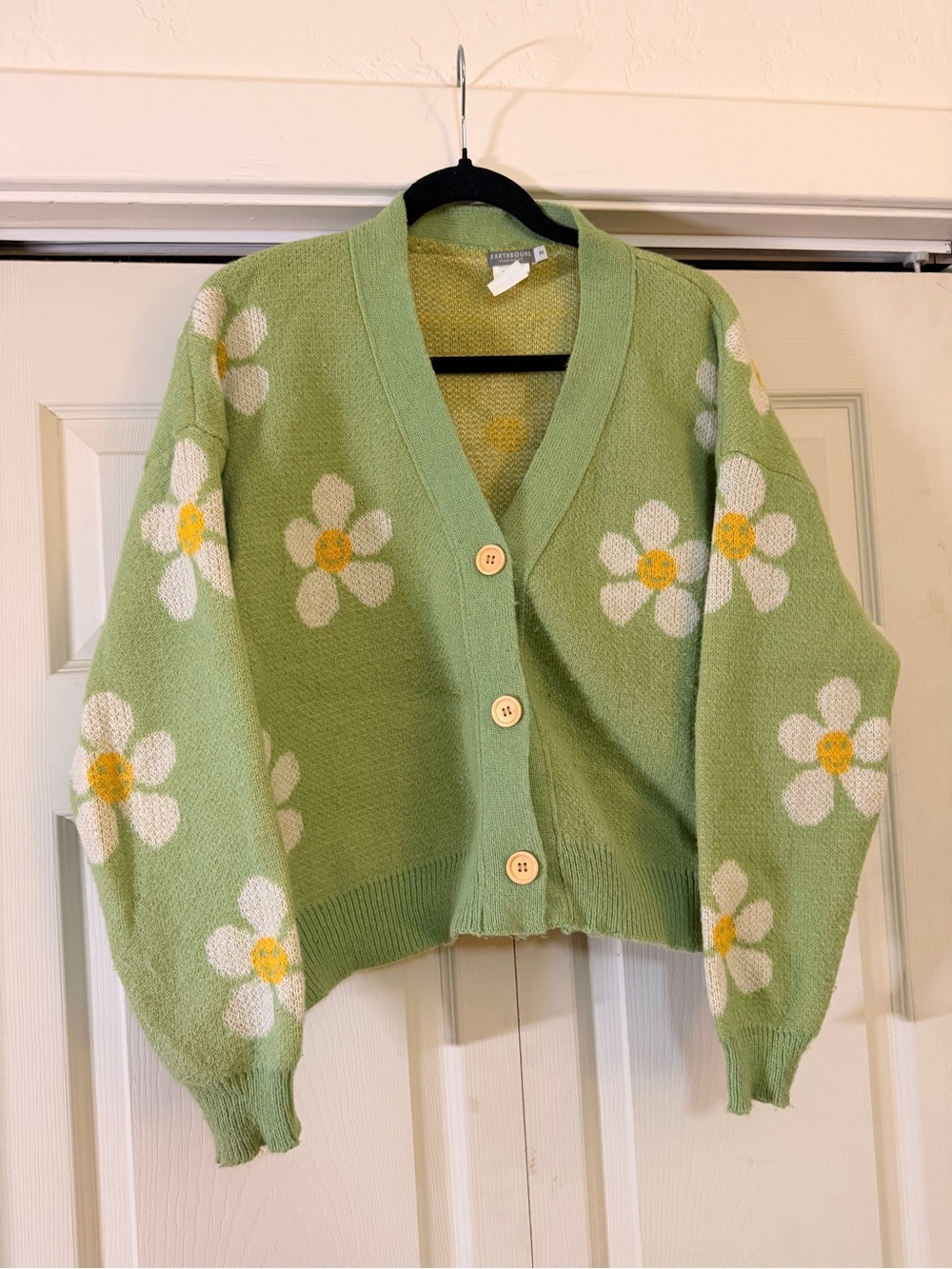 Daisy Knit Cardigan Sweater - Green
